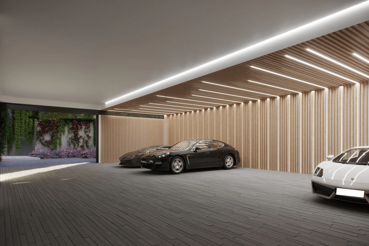 Vivienda iluminada al atardecer, proyecto de The Light Studio